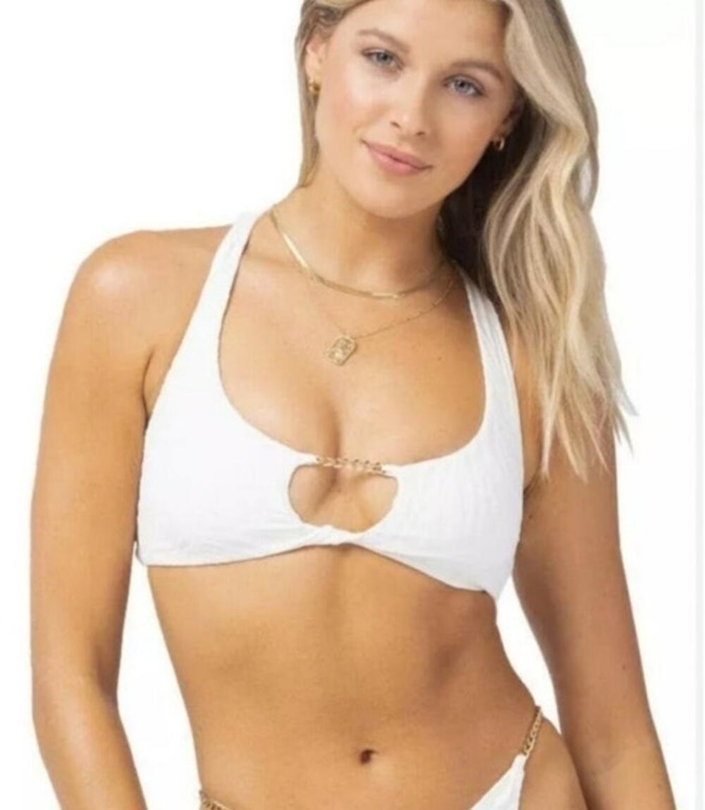 L*Space Jaylo Bikini Top in Cream Racerback Size Medium NWT